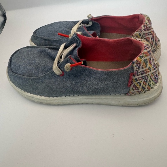 Hey Dude Shoes Wendy Blue Denim Play  Fiesta Limon Women’s Size 9 EUC - Picture 1 of 13